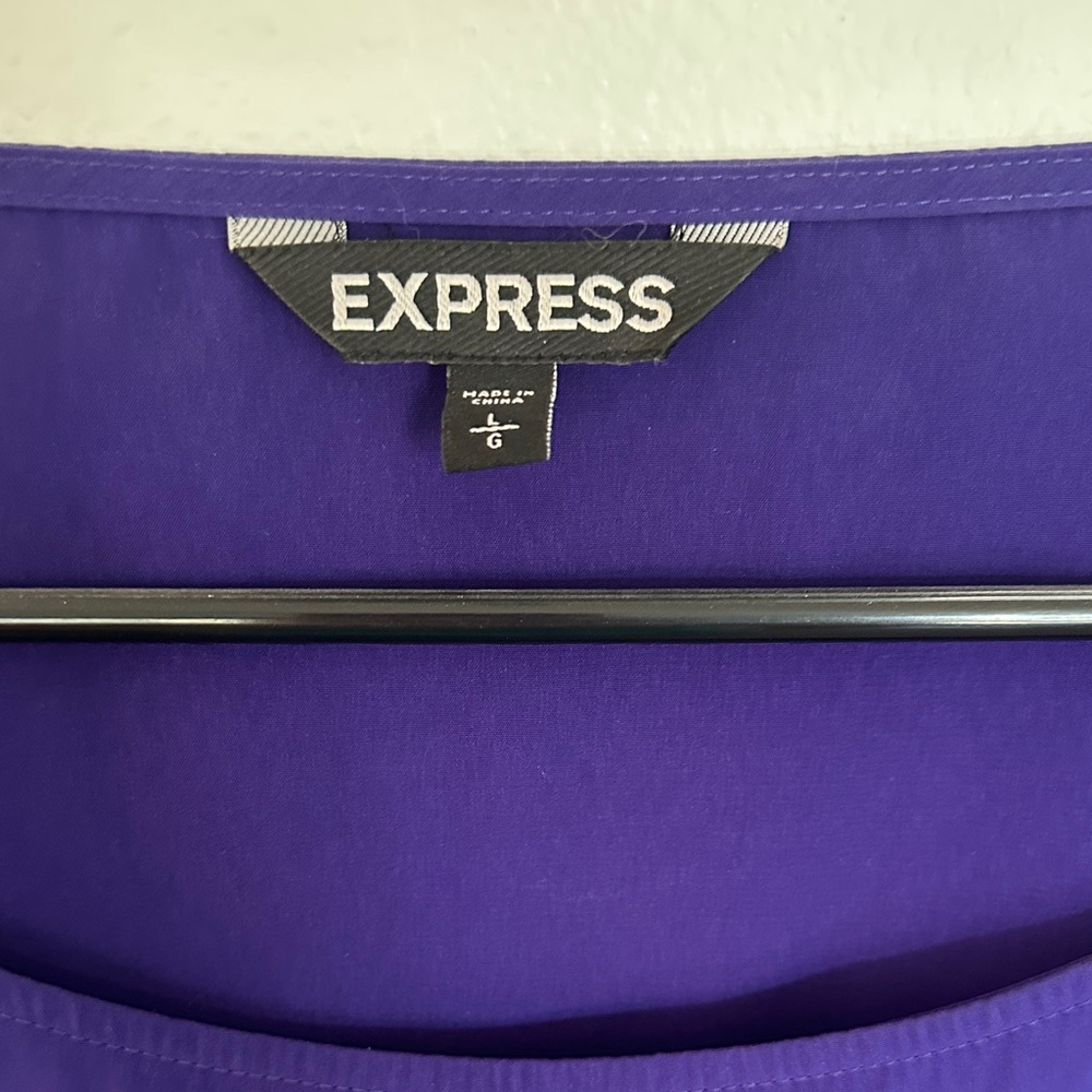 Express Women's Purple Short Sleeve Blouson Top - Picture 5 of 11